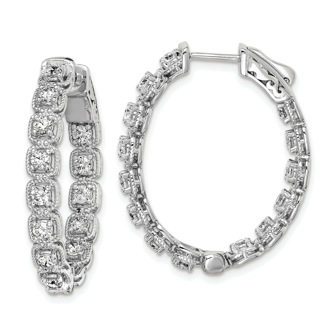Sterling Shimmer Earrings Sterling Silver CZ In and Out Hoop Earrings