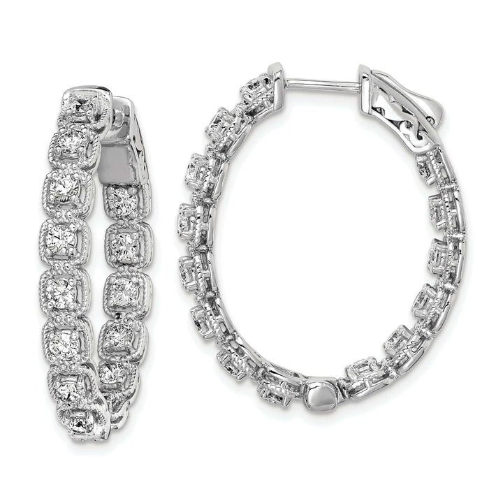Sterling Shimmer Earrings Sterling Silver CZ In and Out Hoop Earrings