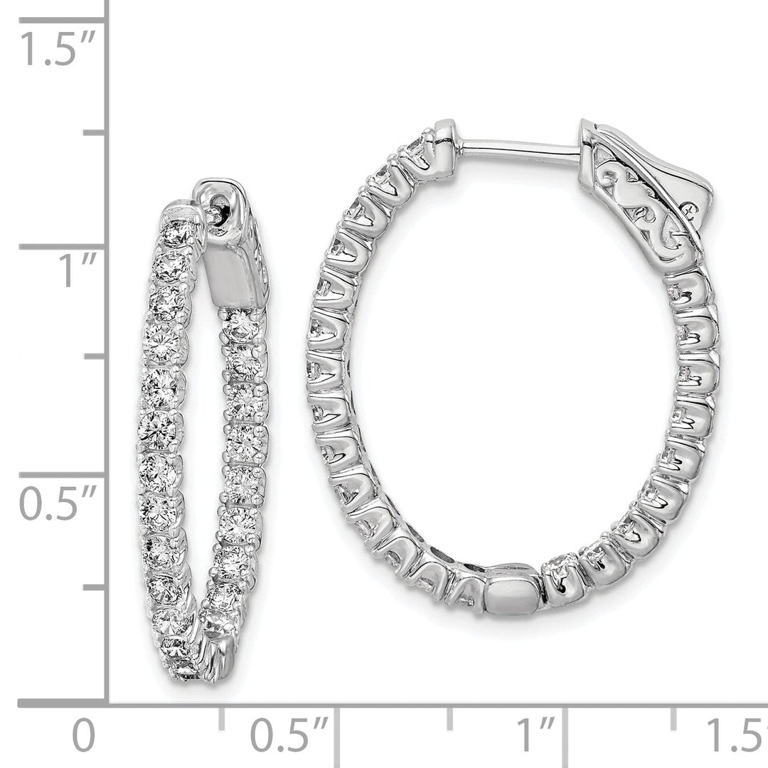 Sterling Shimmer Earrings Sterling Silver CZ Oval Hoop Earrings