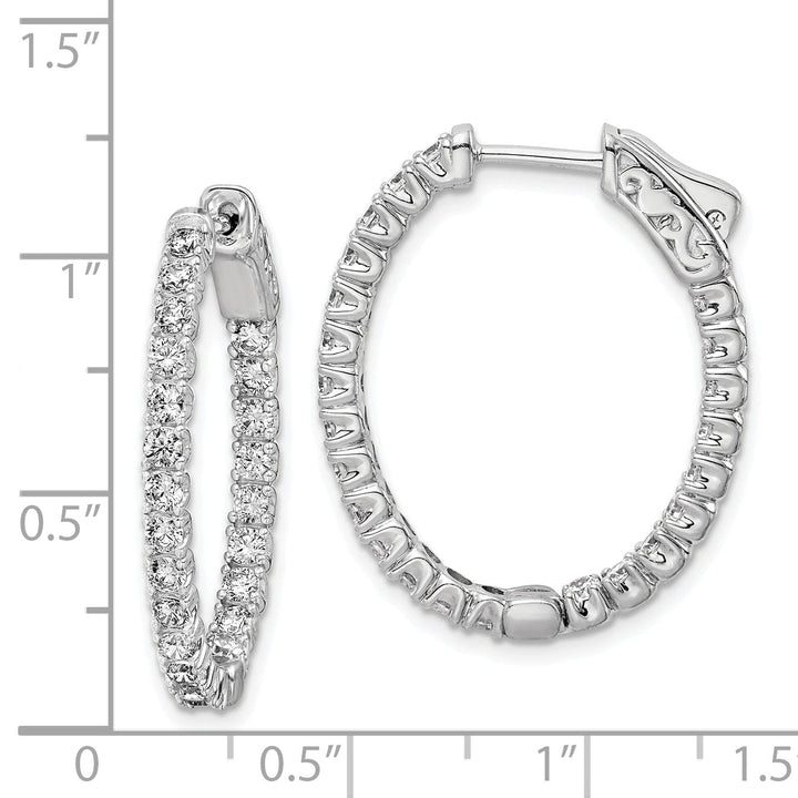 Sterling Shimmer Earrings Sterling Silver CZ Oval Hoop Earrings