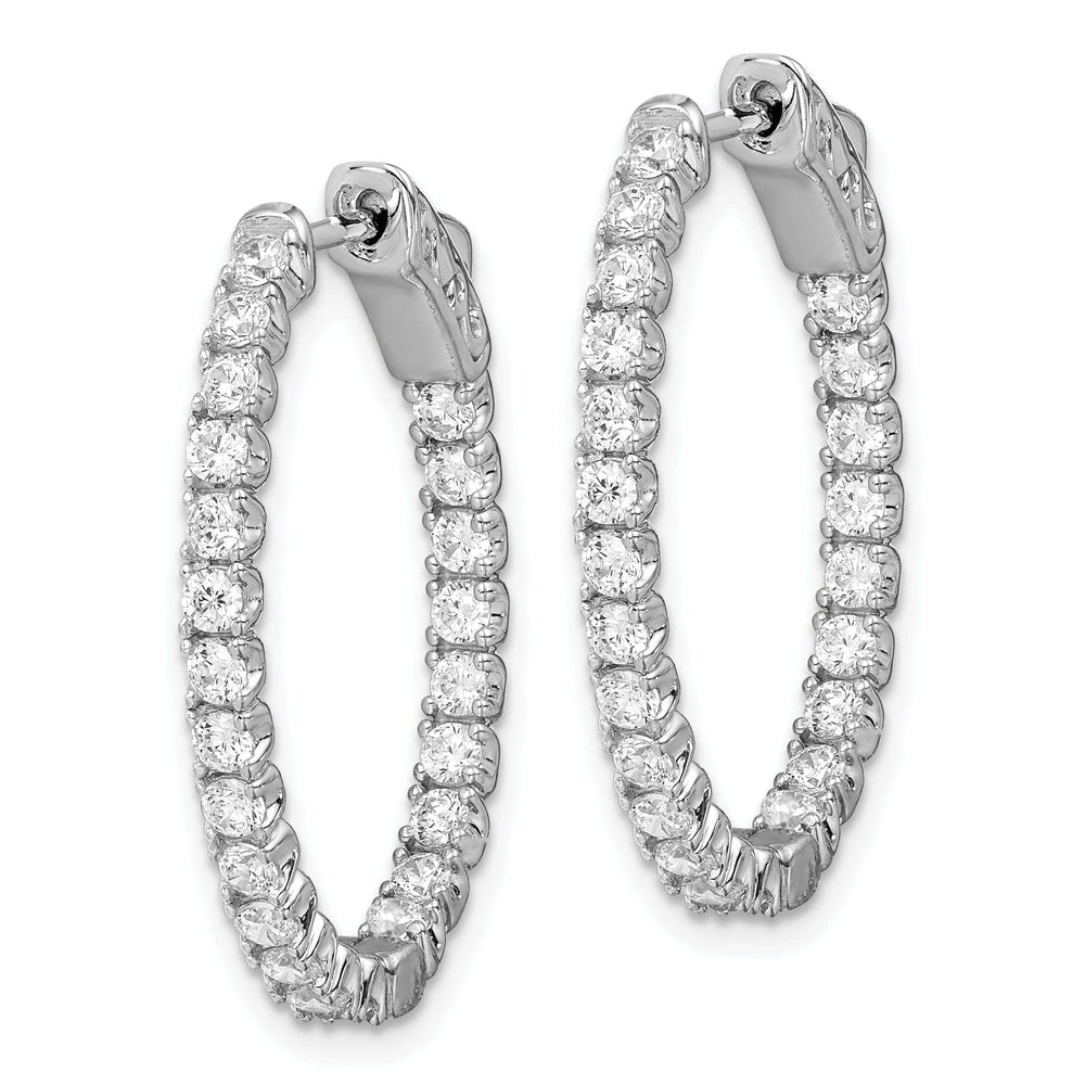 Sterling Shimmer Earrings Sterling Silver CZ Oval Hoop Earrings