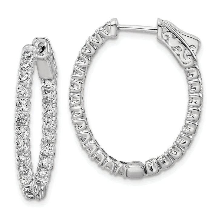 Sterling Shimmer Earrings Sterling Silver CZ Oval Hoop Earrings