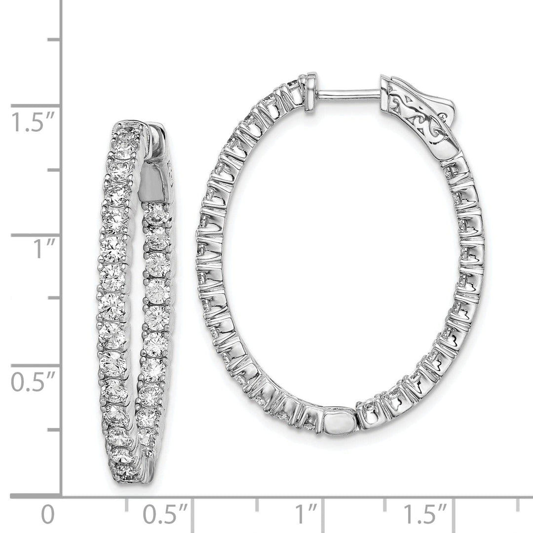 Sterling Shimmer Earrings Sterling Silver CZ Oval Hoop Earrings
