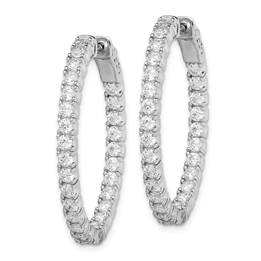 Sterling Shimmer Earrings Sterling Silver CZ Oval Hoop Earrings