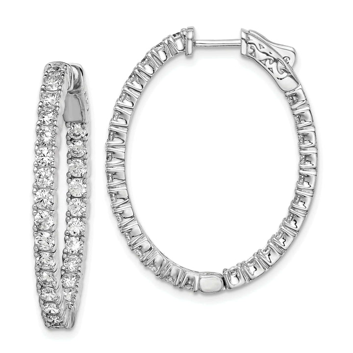 Sterling Shimmer Earrings Sterling Silver CZ Oval Hoop Earrings