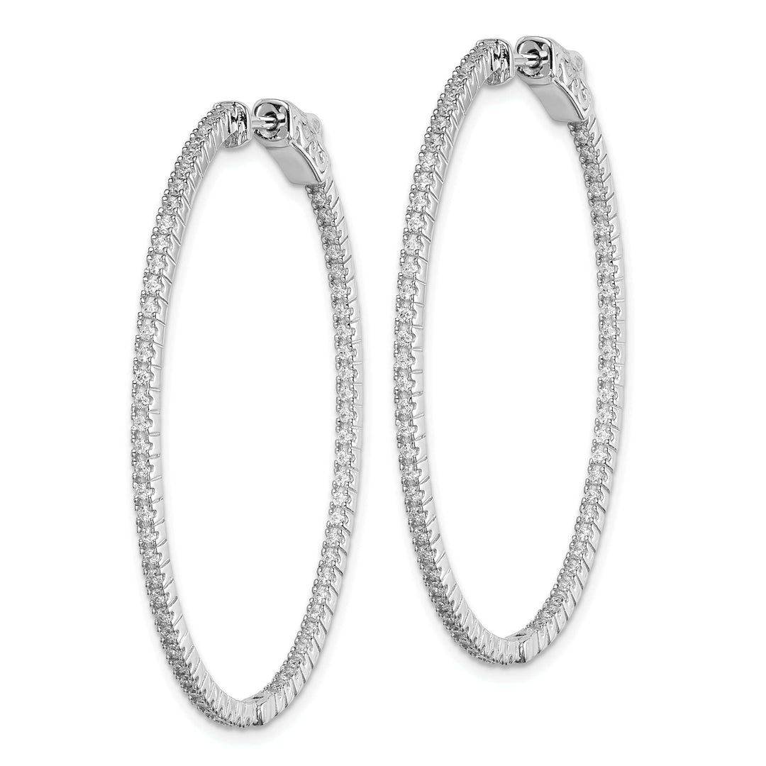 Sterling Shimmer Earrings Sterling Silver CZ Oval Hoop Earrings
