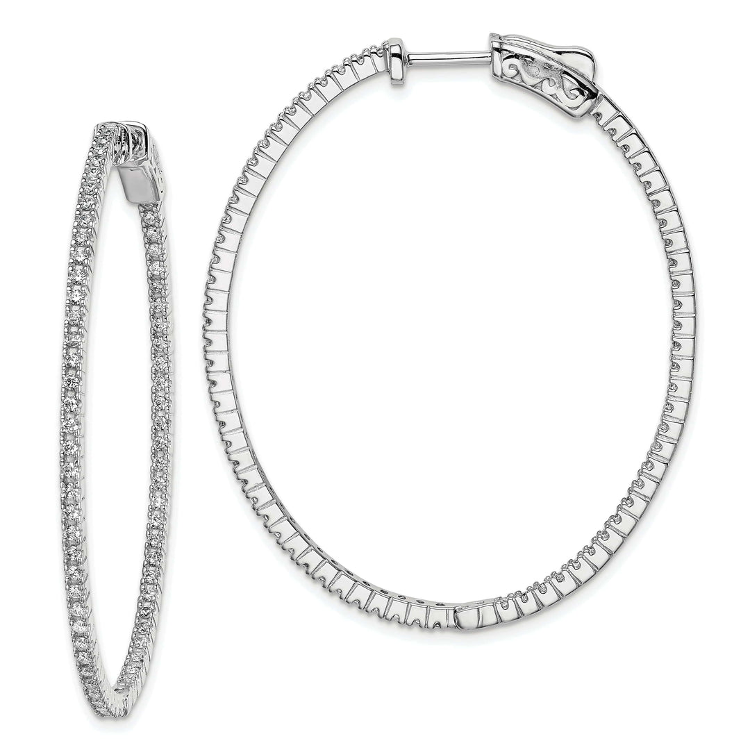 Sterling Shimmer Earrings Sterling Silver CZ Oval Hoop Earrings