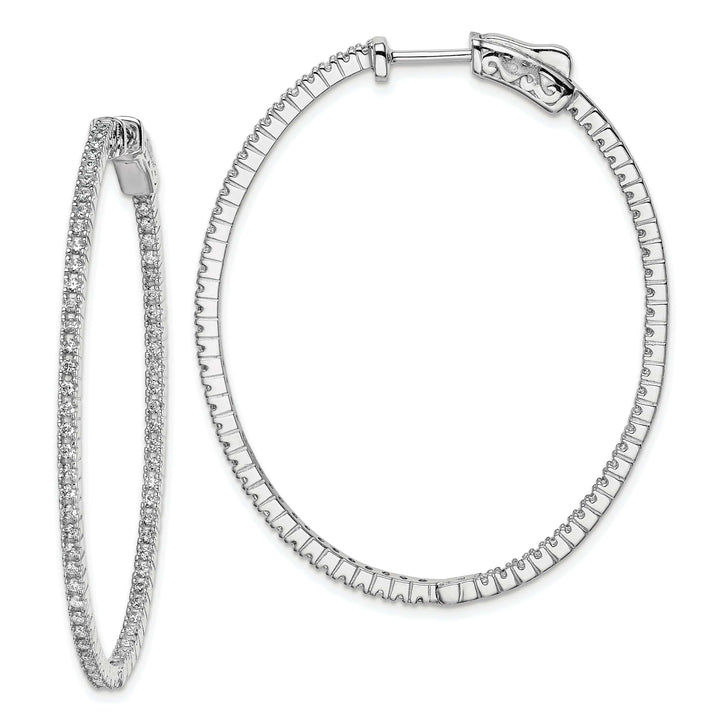 Sterling Shimmer Earrings Sterling Silver CZ Oval Hoop Earrings