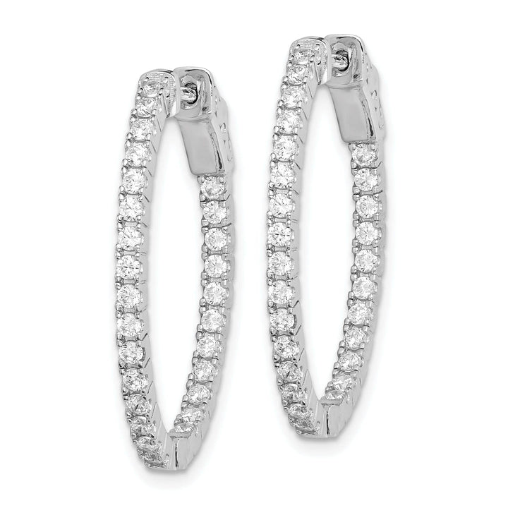 Sterling Shimmer Earrings Sterling Silver CZ Oval Hoop Earrings