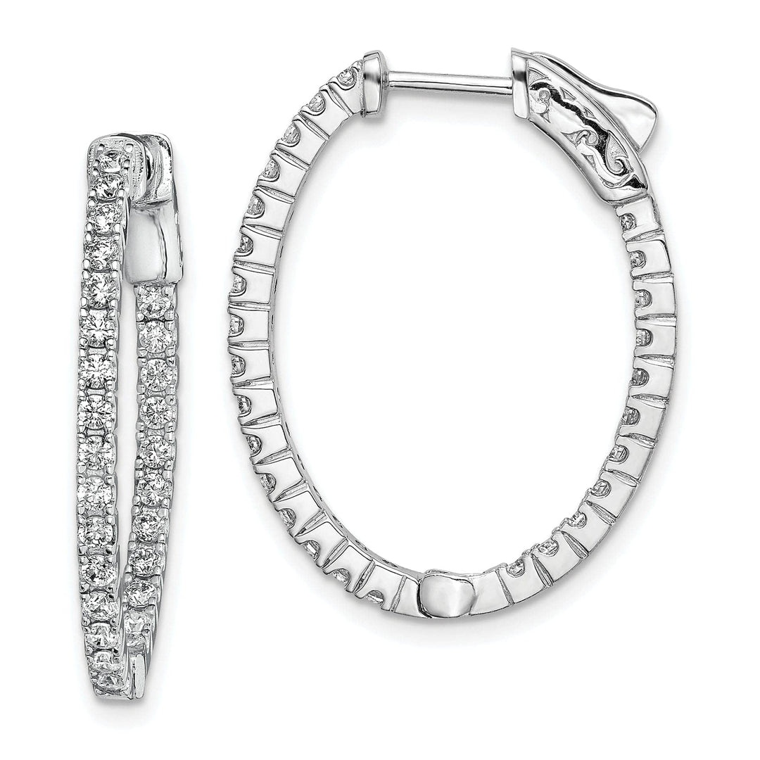 Sterling Shimmer Earrings Sterling Silver CZ Oval Hoop Earrings
