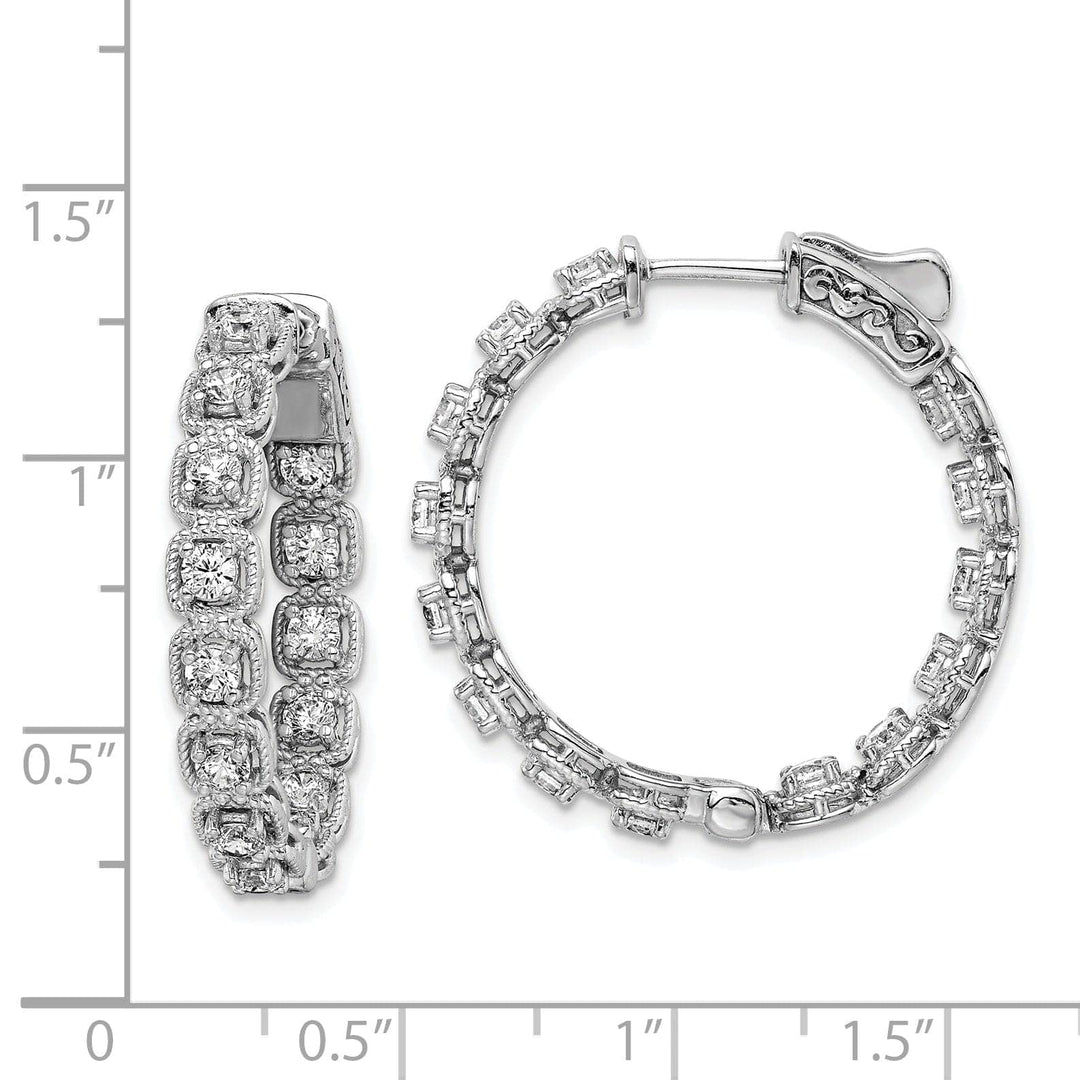 Sterling Shimmer Earrings Sterling Silver CZ Oval Hoop Earrings