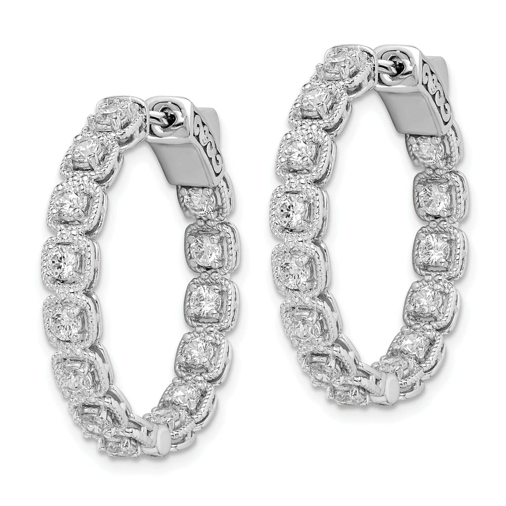 Sterling Shimmer Earrings Sterling Silver CZ Oval Hoop Earrings