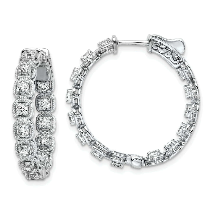 Sterling Shimmer Earrings Sterling Silver CZ Oval Hoop Earrings