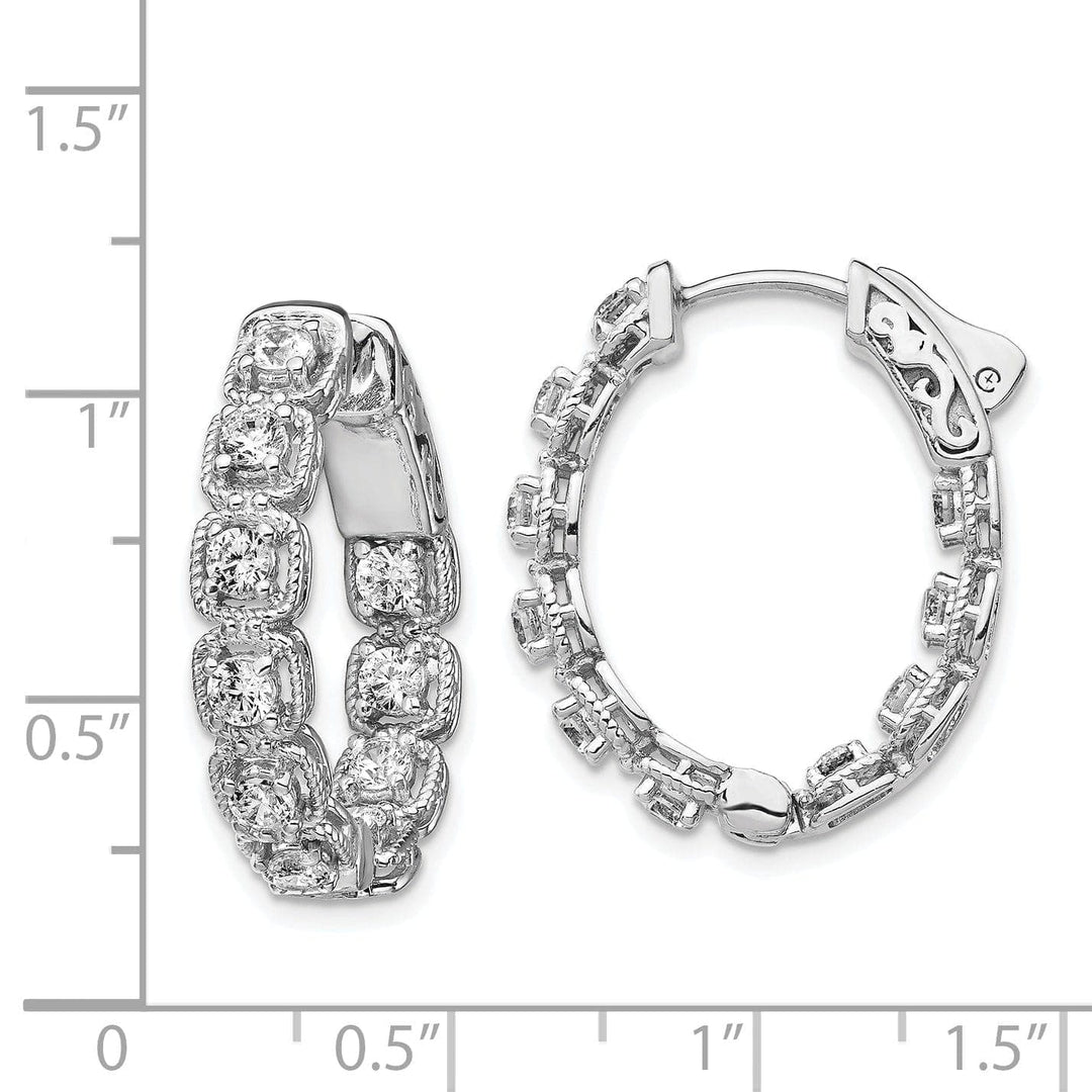 Sterling Shimmer Earrings Sterling Silver CZ Oval Hoop Earrings