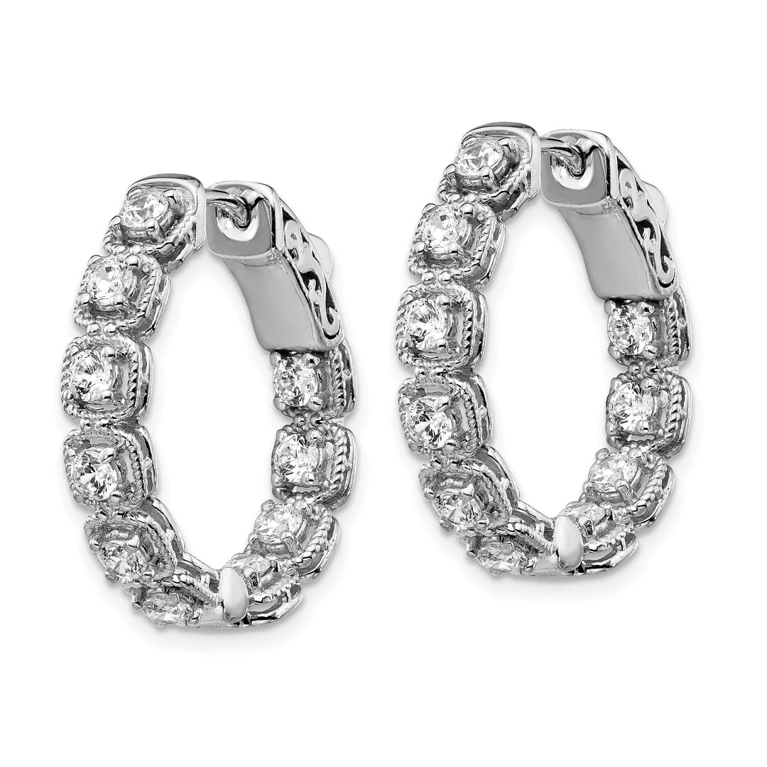 Sterling Shimmer Earrings Sterling Silver CZ Oval Hoop Earrings