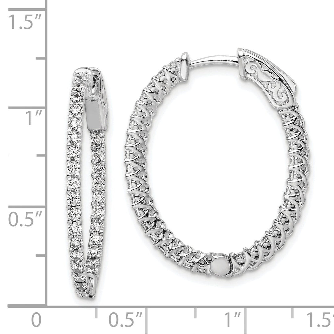 Sterling Shimmer Earrings Sterling Silver CZ Oval Hoop Earrings