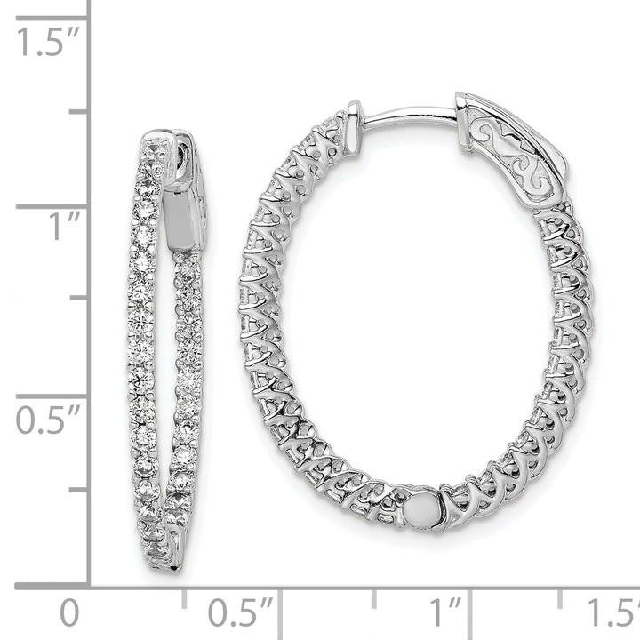 Sterling Shimmer Earrings Sterling Silver CZ Oval Hoop Earrings