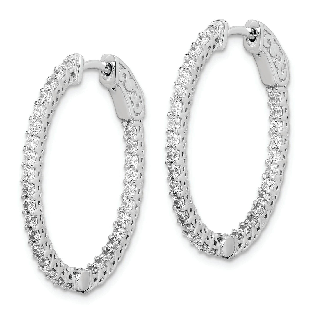 Sterling Shimmer Earrings Sterling Silver CZ Oval Hoop Earrings