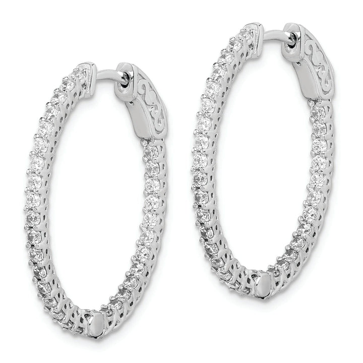 Sterling Shimmer Earrings Sterling Silver CZ Oval Hoop Earrings