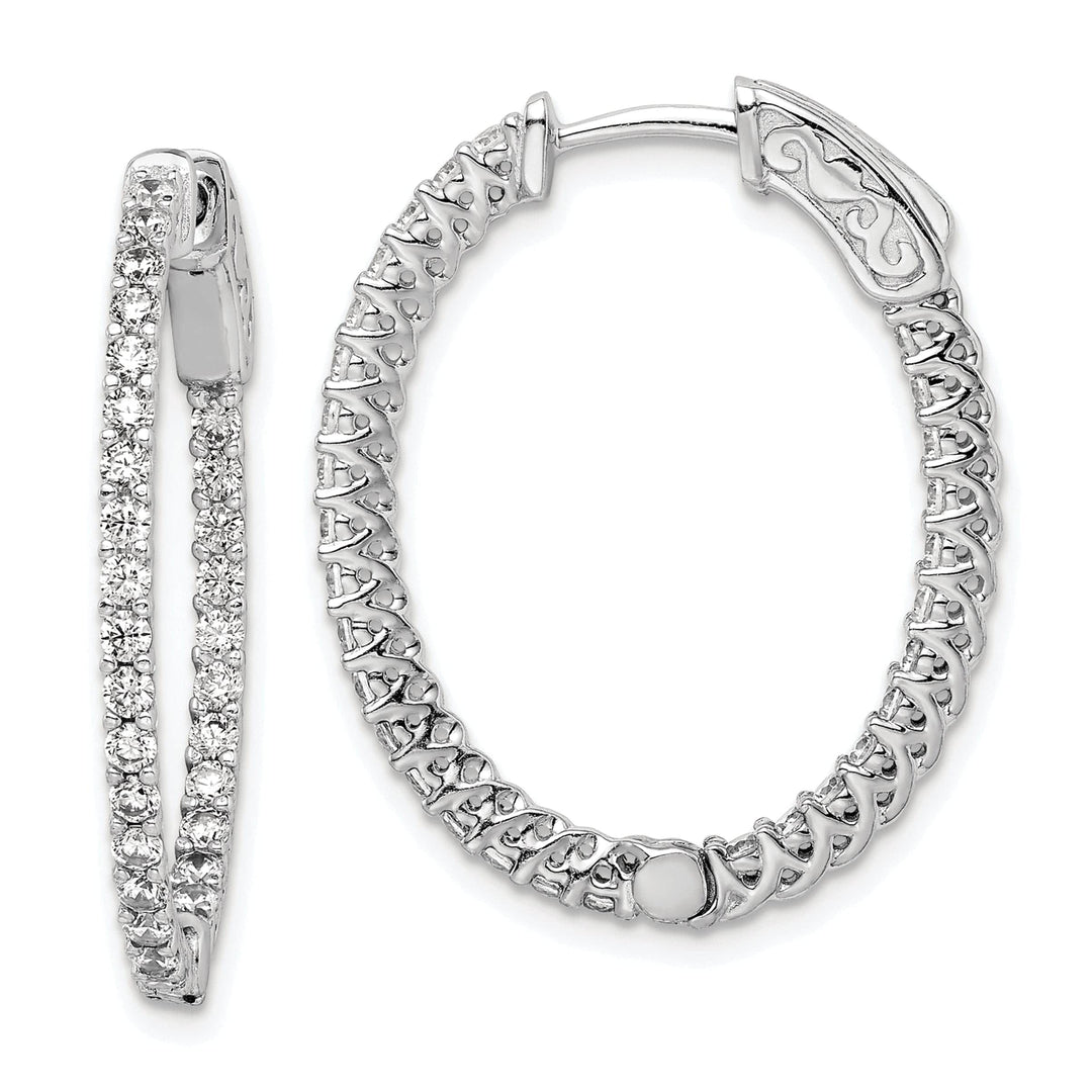 Sterling Shimmer Earrings Sterling Silver CZ Oval Hoop Earrings