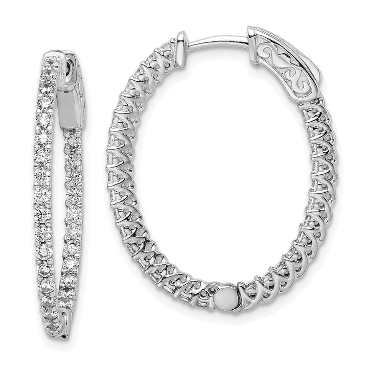 Sterling Shimmer Earrings Sterling Silver CZ Oval Hoop Earrings