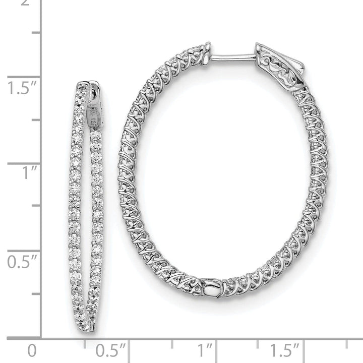 Sterling Shimmer Earrings Sterling Silver CZ Oval Hoop Earrings