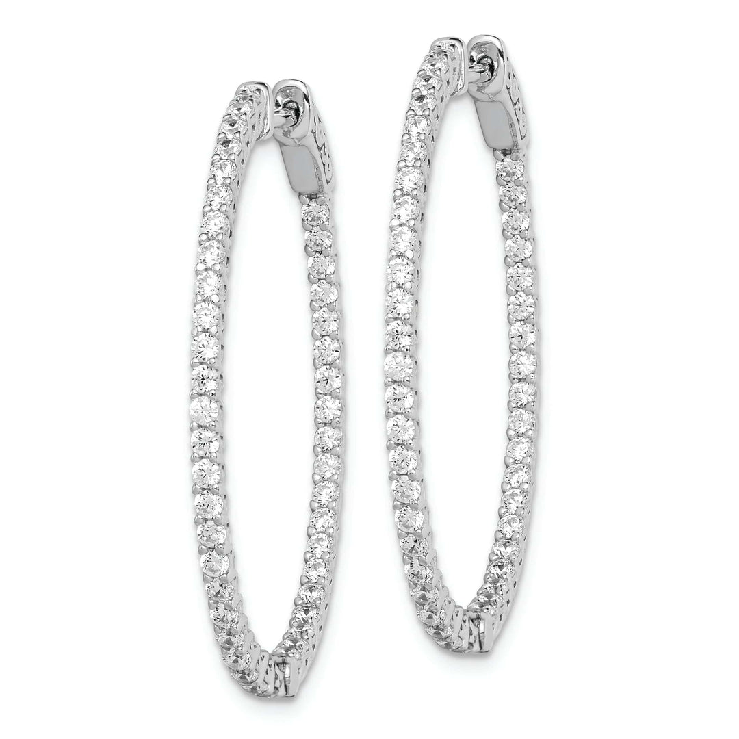 Sterling Shimmer Earrings Sterling Silver CZ Oval Hoop Earrings