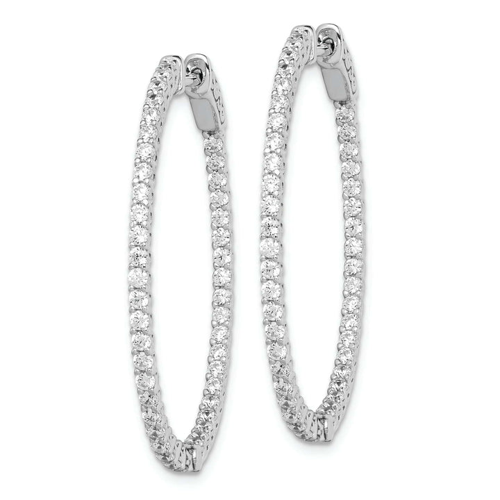 Sterling Shimmer Earrings Sterling Silver CZ Oval Hoop Earrings