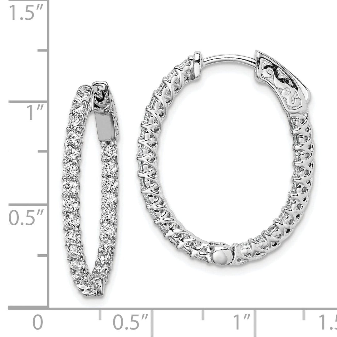 Sterling Shimmer Earrings Sterling Silver CZ Oval Hoop Earrings