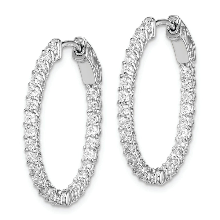 Sterling Shimmer Earrings Sterling Silver CZ Oval Hoop Earrings