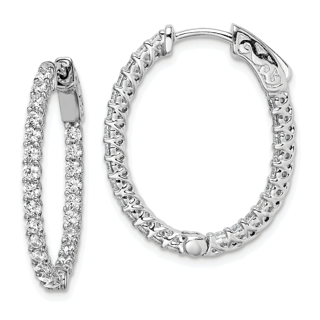 Sterling Shimmer Earrings Sterling Silver CZ Oval Hoop Earrings