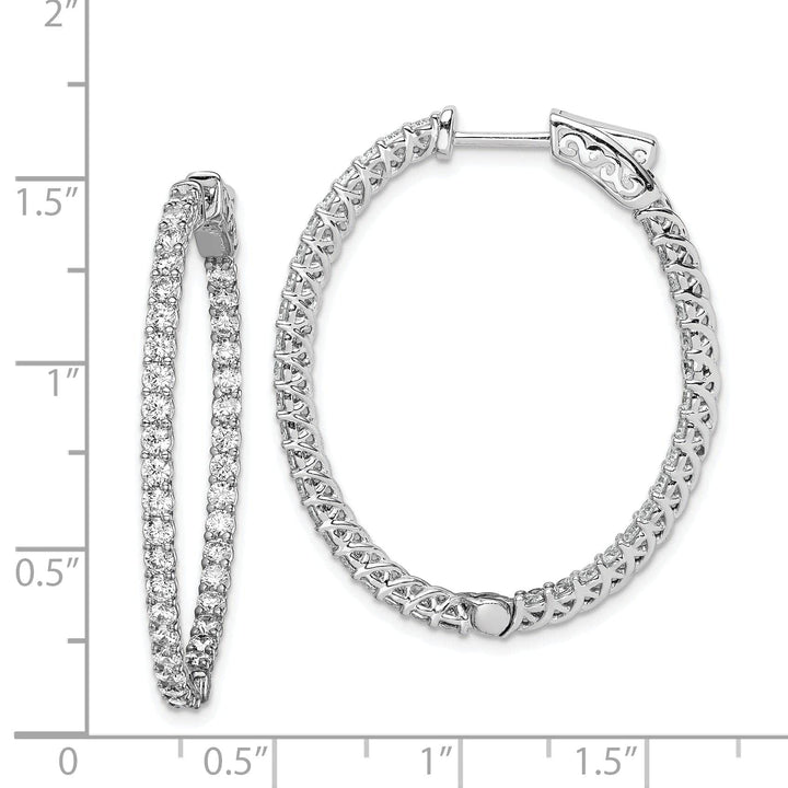 Sterling Shimmer Earrings Sterling Silver CZ Oval Hoop Earrings