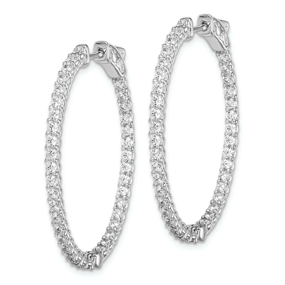 Sterling Shimmer Earrings Sterling Silver CZ Oval Hoop Earrings
