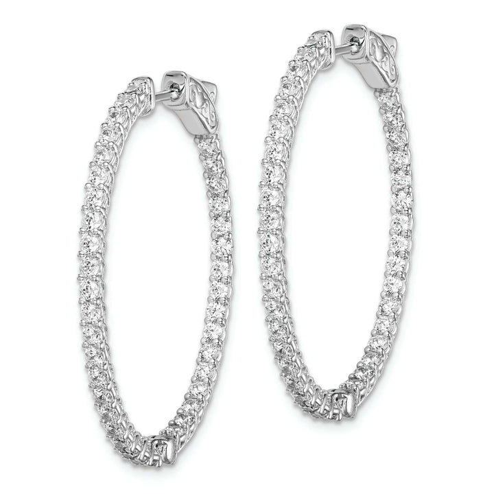 Sterling Shimmer Earrings Sterling Silver CZ Oval Hoop Earrings