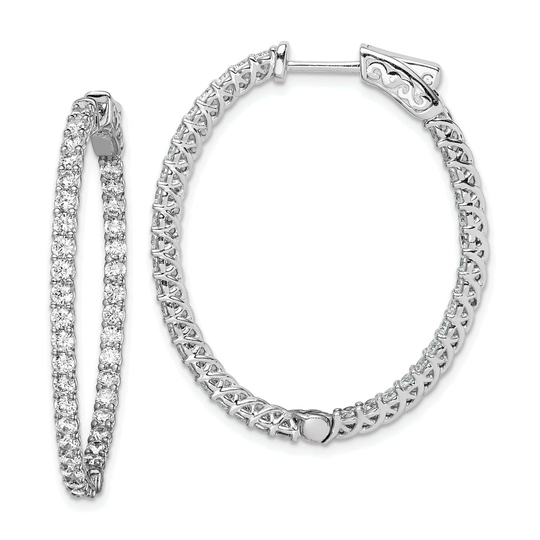 Sterling Shimmer Earrings Sterling Silver CZ Oval Hoop Earrings