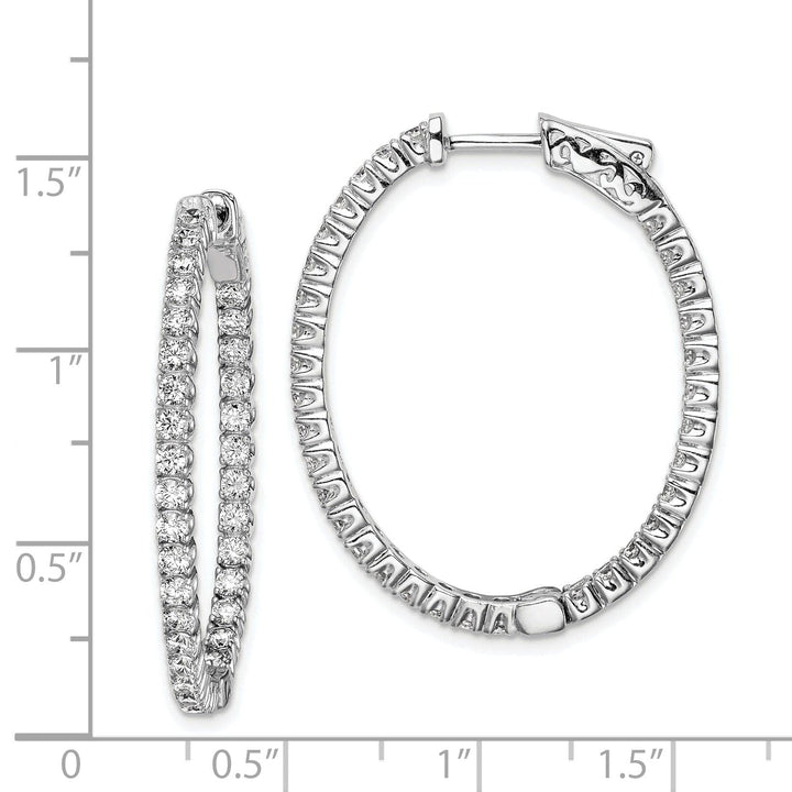 Sterling Shimmer Earrings Sterling Silver CZ Oval Hoop Earrings