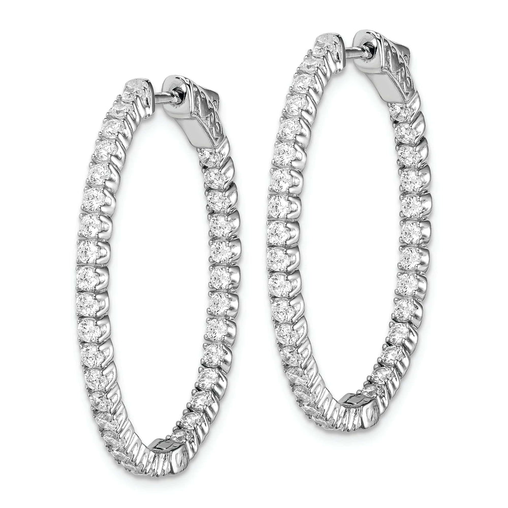 Sterling Shimmer Earrings Sterling Silver CZ Oval Hoop Earrings