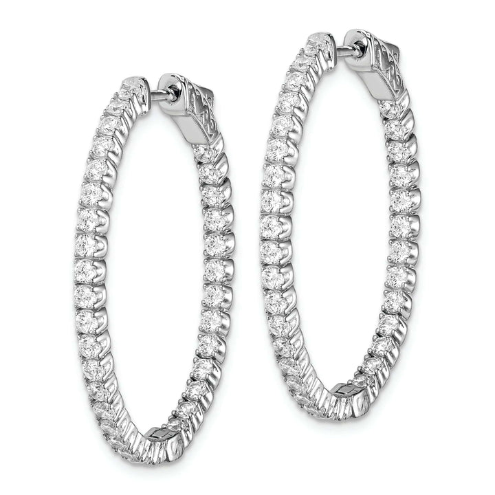 Sterling Shimmer Earrings Sterling Silver CZ Oval Hoop Earrings