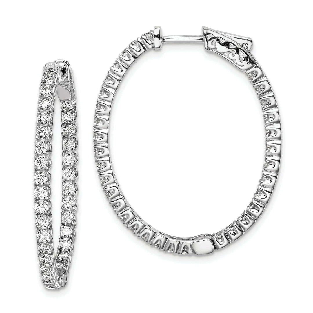 Sterling Shimmer Earrings Sterling Silver CZ Oval Hoop Earrings