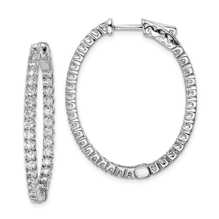 Sterling Shimmer Earrings Sterling Silver CZ Oval Hoop Earrings