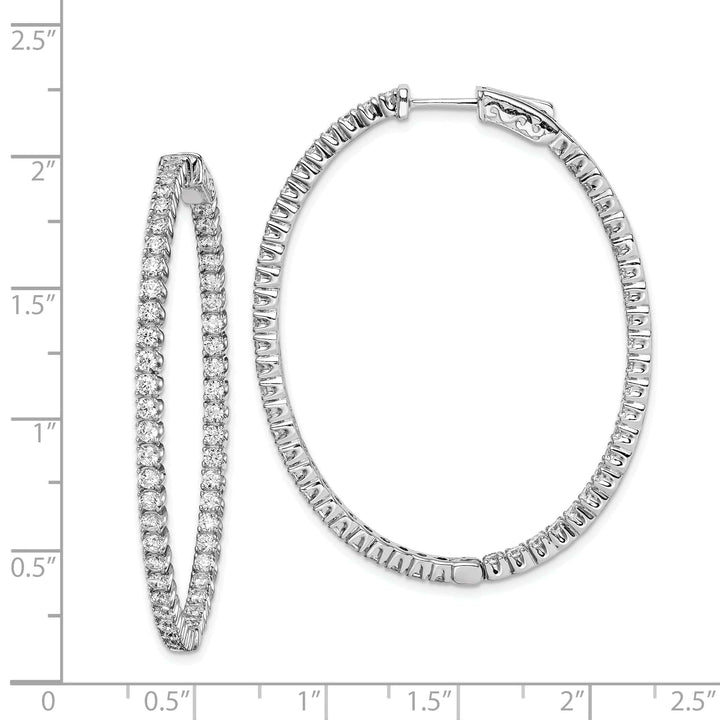 Sterling Shimmer Earrings Sterling Silver CZ Oval Hoop Earrings