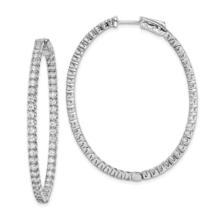 Sterling Shimmer Earrings Sterling Silver CZ Oval Hoop Earrings