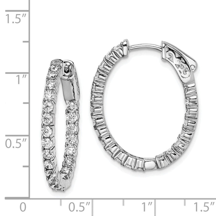 Sterling Shimmer Earrings Sterling Silver CZ Oval Hoop Earrings