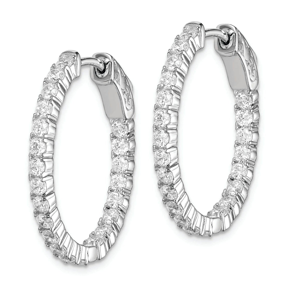 Sterling Shimmer Earrings Sterling Silver CZ Oval Hoop Earrings