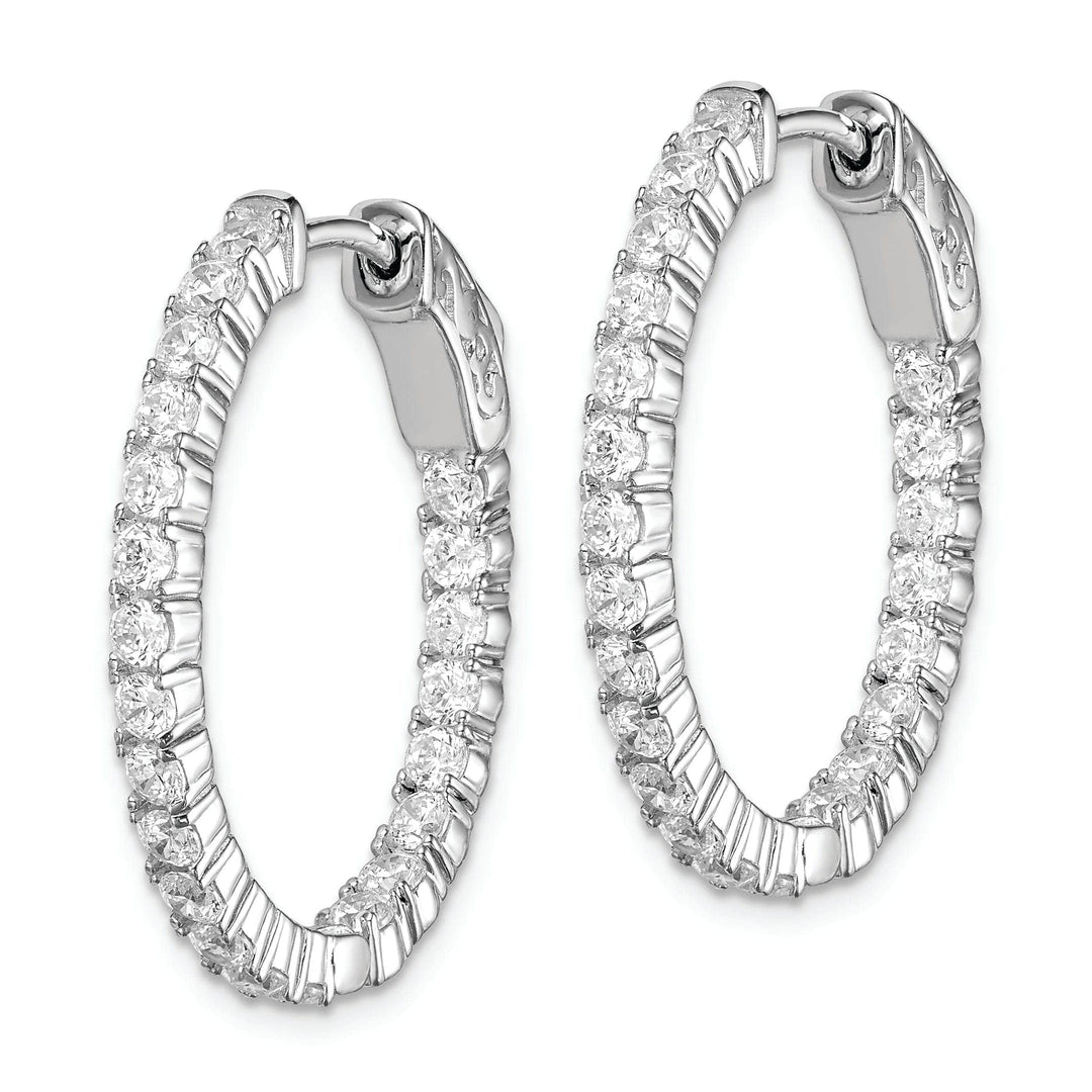 Sterling Shimmer Earrings Sterling Silver CZ Oval Hoop Earrings