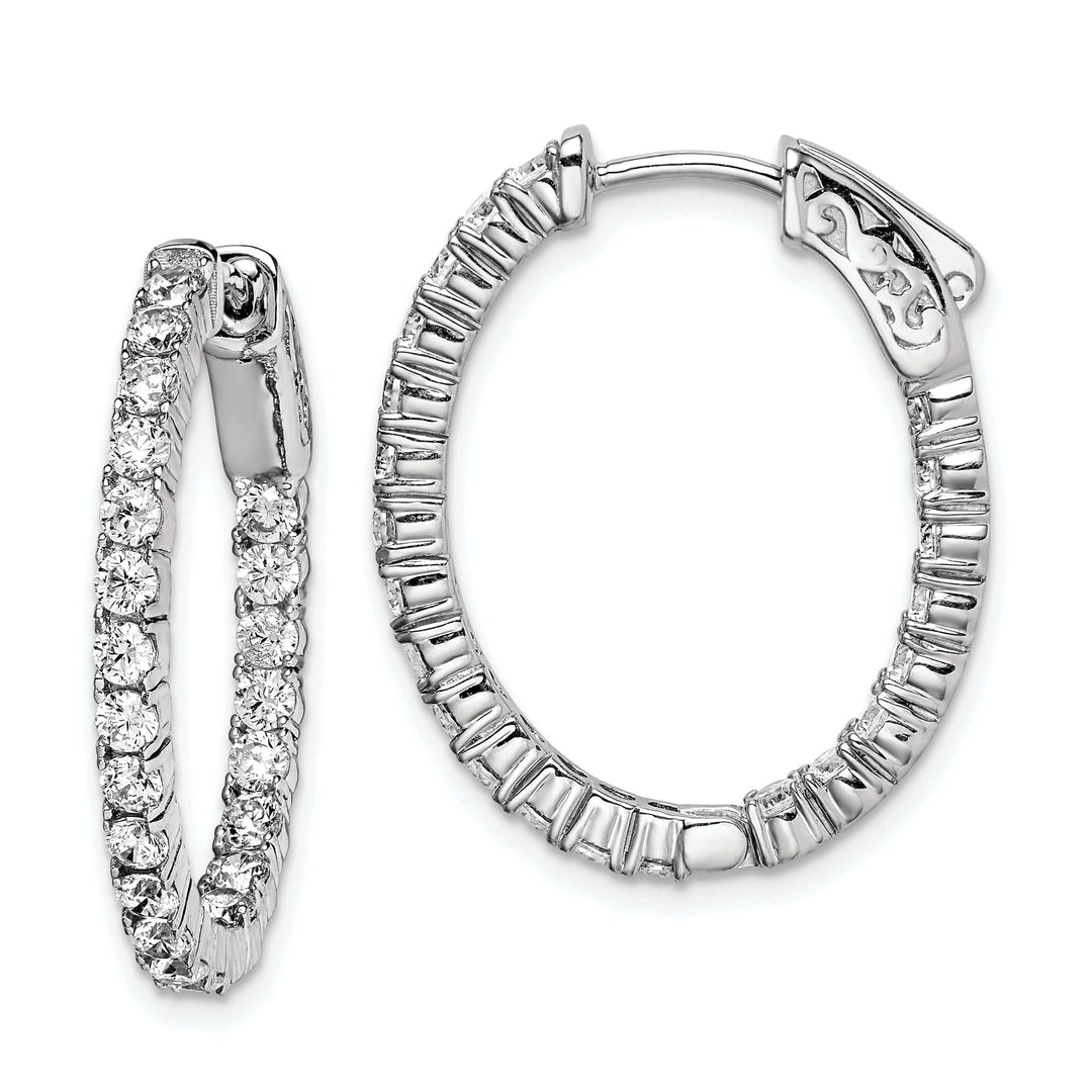 Sterling Shimmer Earrings Sterling Silver CZ Oval Hoop Earrings