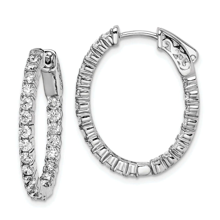Sterling Shimmer Earrings Sterling Silver CZ Oval Hoop Earrings