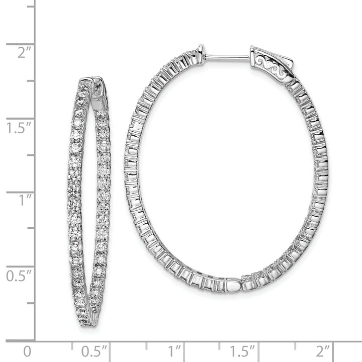 Sterling Shimmer Earrings Sterling Silver CZ Oval Hoop Earrings
