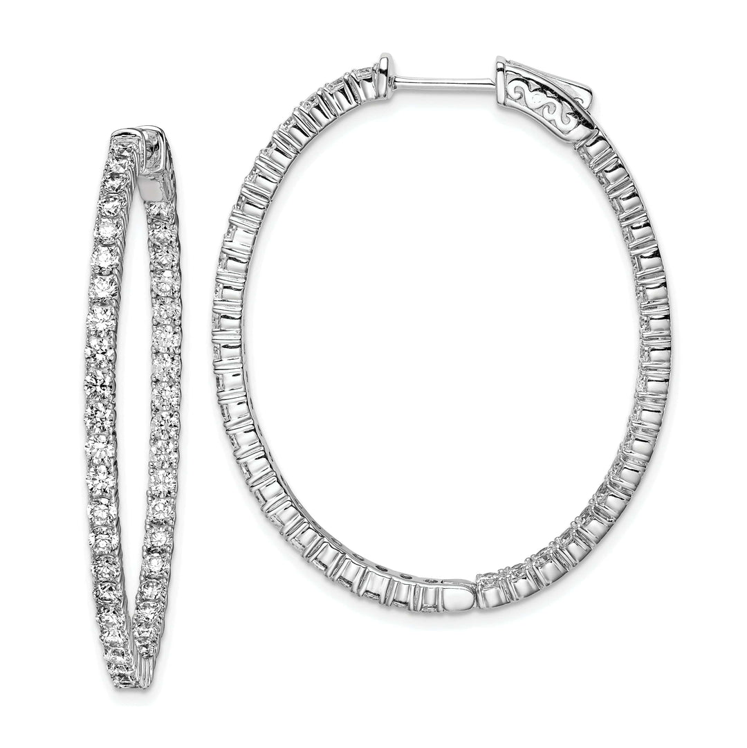 Sterling Shimmer Earrings Sterling Silver CZ Oval Hoop Earrings