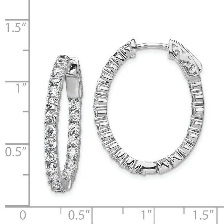 Sterling Shimmer Earrings Sterling Silver CZ Oval Hoop Earrings